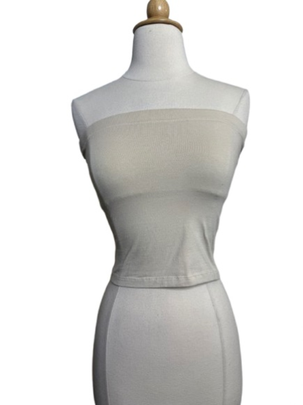 Women’s Cream Strapless Ribbed Tube Top